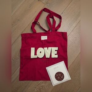 Sezane Red Love Tote Bag And Scarf - Brand New